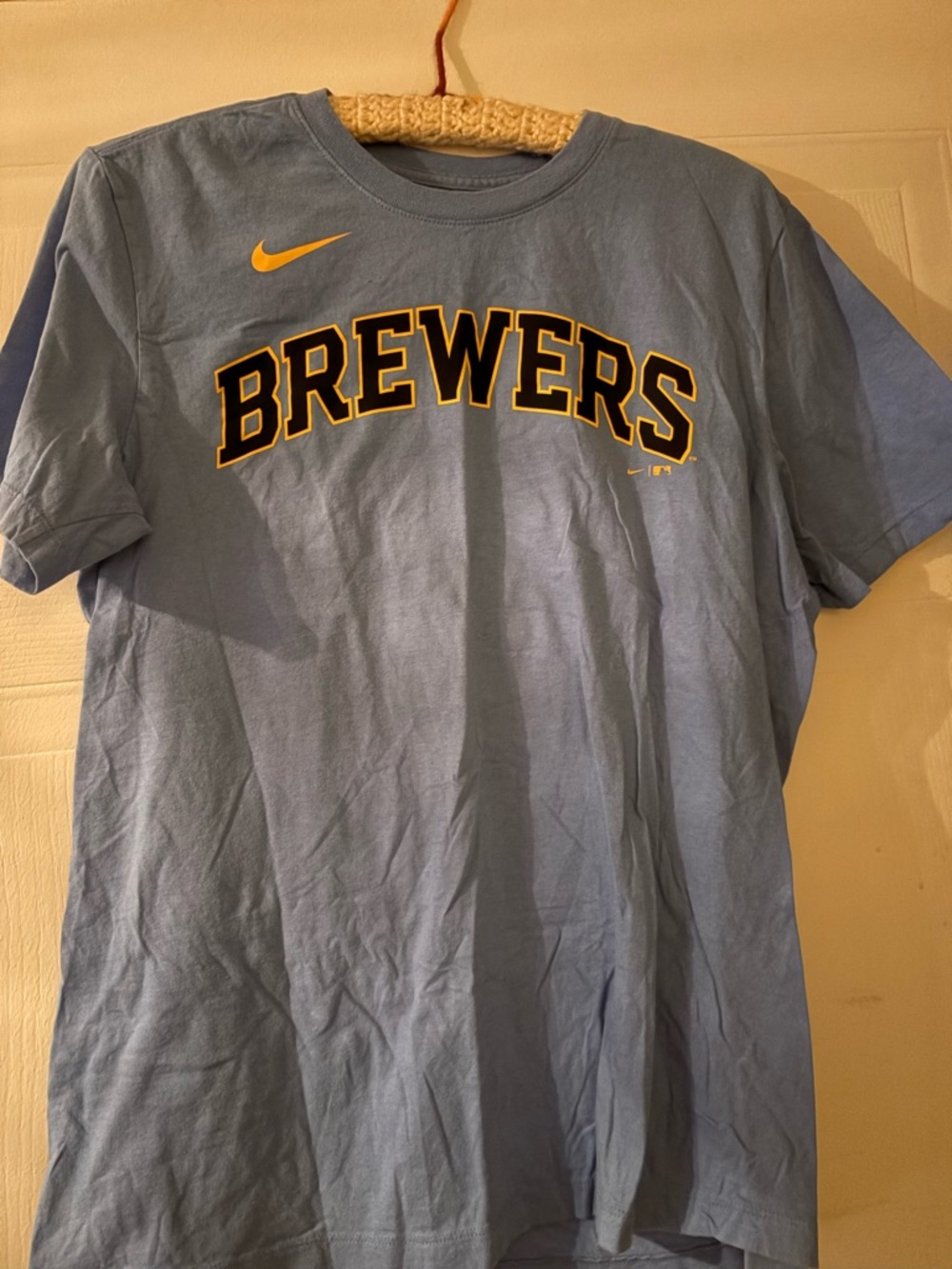 Nike Light Blue Brewers Tee with Yellow Accents